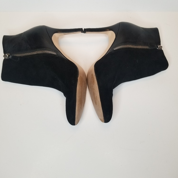 ANN TAYLOR Paulina Suede and Leather Black Booties with Heel - Picture 2 of 8